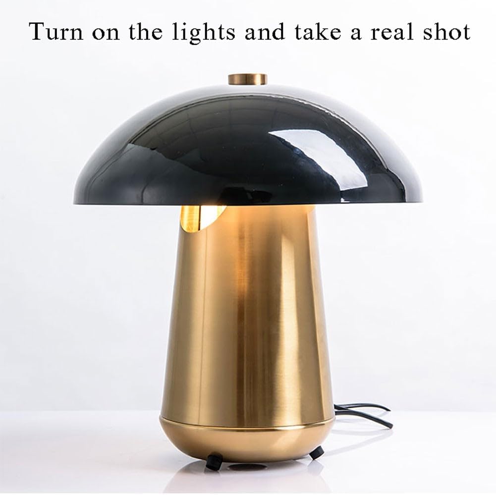 Classic Brass Desk Lamps for Home Office Desk lamp Gold Vintage reative Metal Mushroom Table lamp, Metal Base led Study lamp, Suitable for Living Room Desk
