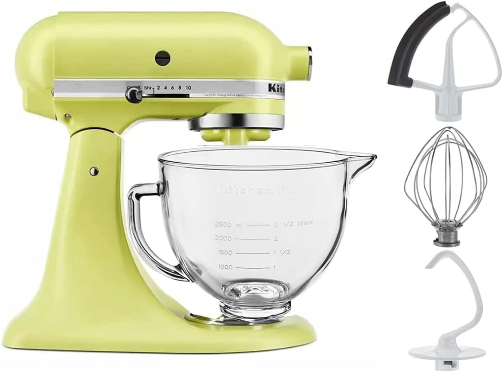 KitchenAid 5-Quart Tilt Head Stand Mixer With Flex Edge Beater Glass Bowl Kyoto Glow Green Yellow