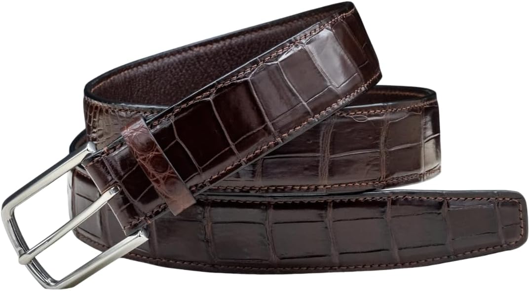 Genuine Alligator Leather Belts Buckle for Men, Crocodile Skin Belt for Mens