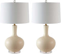SAFAVIEH Lighting Collection Nilla Modern Contemporary Cream/ Clear 27-inch Bedroom Living Room Home Office Desk Nightstand Table Lamp Set of 2 (LED Bulbs Included)