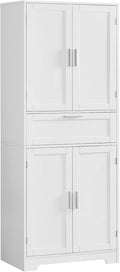 Iwell 67' Tall Storage Cabinet, Rattan Cabinet with 2 Adjustable Shelves & Large Drawer, Pantry Cabinets for Kitchen, Living Room, Home Office, Natural | Adjustable Shelf