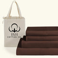 Egyptian Cotton Queen Size Sheet Set, 4-PCs Bed Set, Soft & Breathable Percale Weave, Fits 10-12' Deep Pocket, Hotel-Quality 1000 Series Bed Sheets (Solid, Chocolate)
