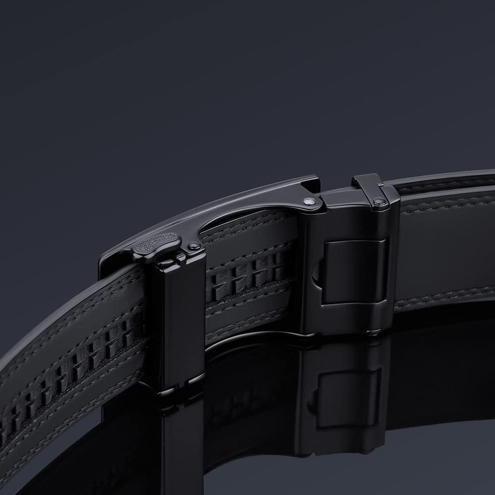Automatic Ratchet Belt for Men - Genuine Leather Dress & Casual Use, Adjustable Buckle