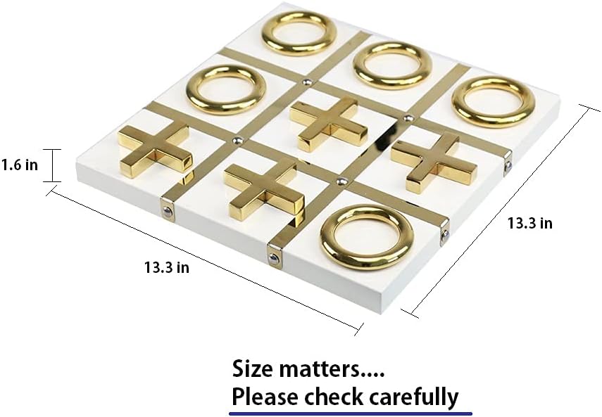 Modern Tic Tac Toe for Home Decoration, Gold and White Hand Crafted with White Wood and Gold Color Stainless Steel, Decorative Tic Tac Toe, Table Top Decoration, X/O Board