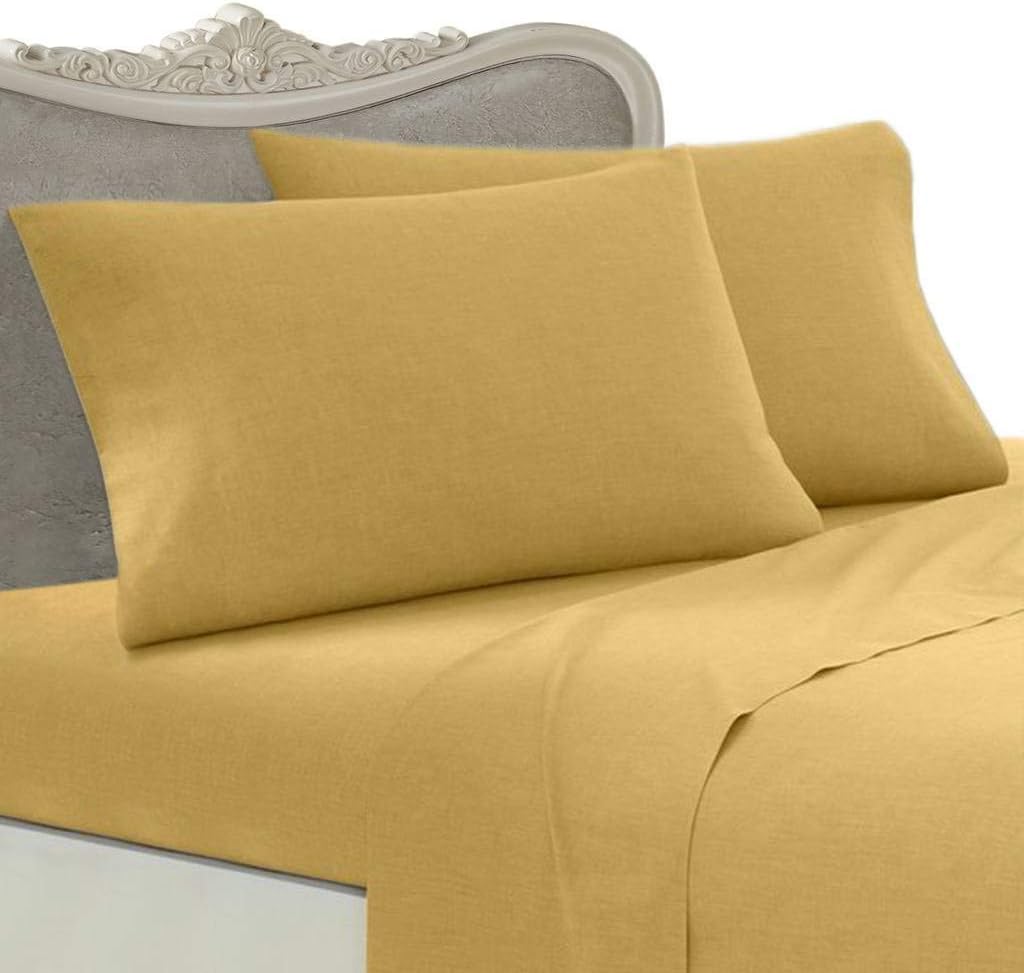 Rayon from Bamboo 4 (Four) Piece Luxurious 1500 Thread Count Queen Size Goose Down Alternative Comforter Set, Gold Solid Color, 1500 TC - 750FP - 50Oz.