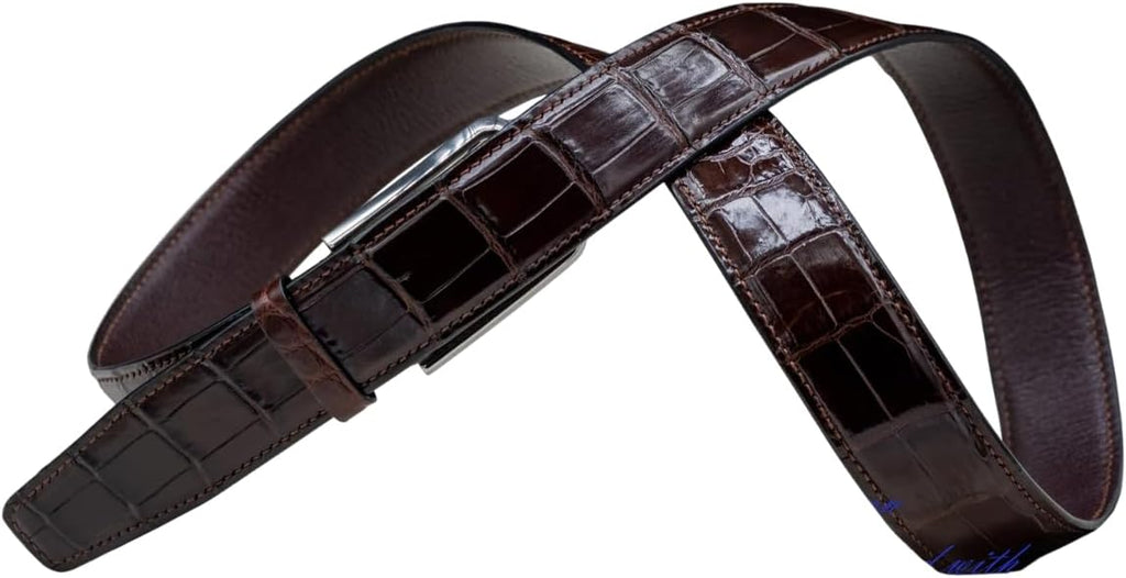 Genuine Alligator Leather Belts Buckle for Men, Crocodile Skin Belt for Mens