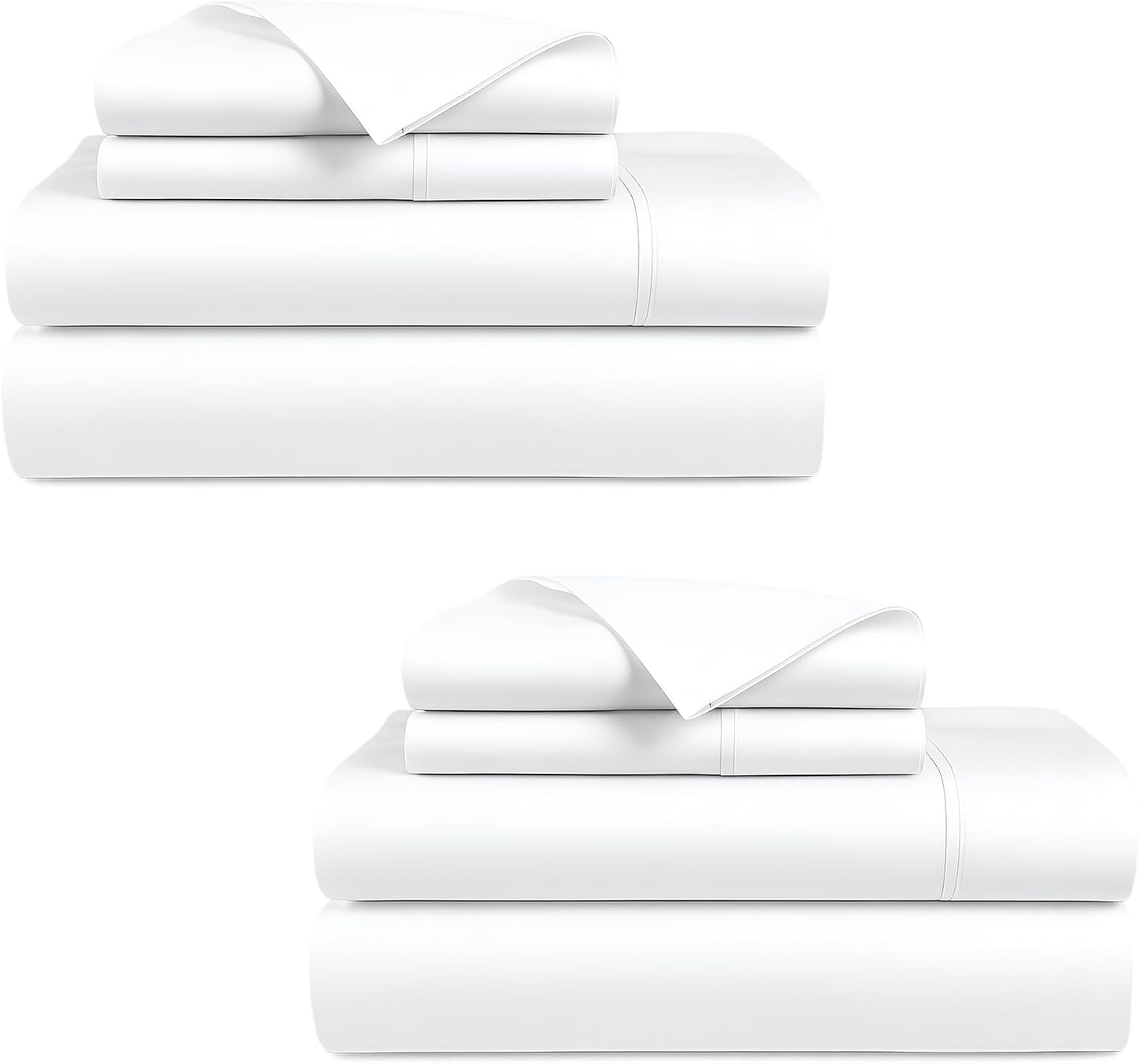 Bluemoon Homes Egyptian Cotton Sheets Queen Size Pack of 2-4 Piece Sheet Set All Around Elastic 18' Deep Fitted Sheet, Extra Soft Bed Sheets - White Queen Bedding Set