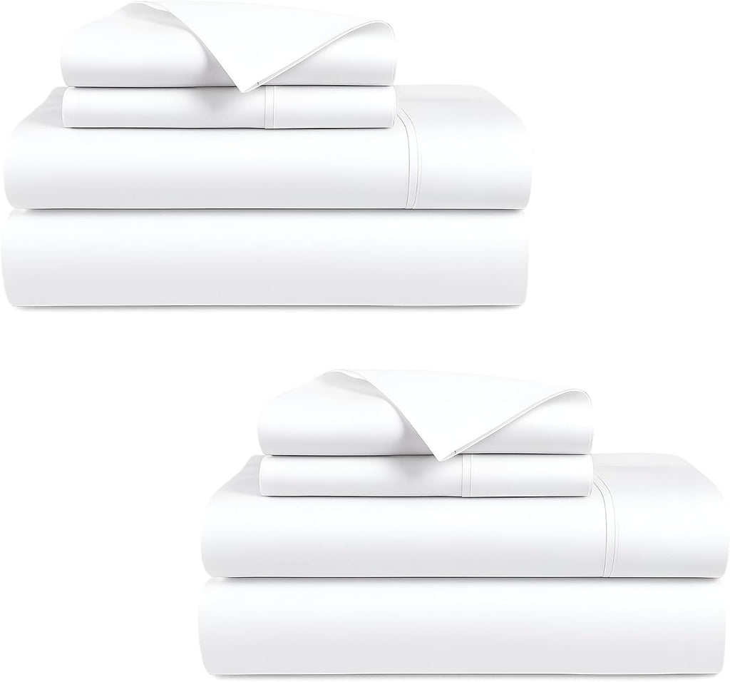 Bluemoon Homes Egyptian Cotton Sheets Cal King Size Pack of 2-4 Piece Sheet Set All Around Elastic 18' Deep Fitted Sheet, Extra Soft Bed Sheets - White Cal King Bedding Set
