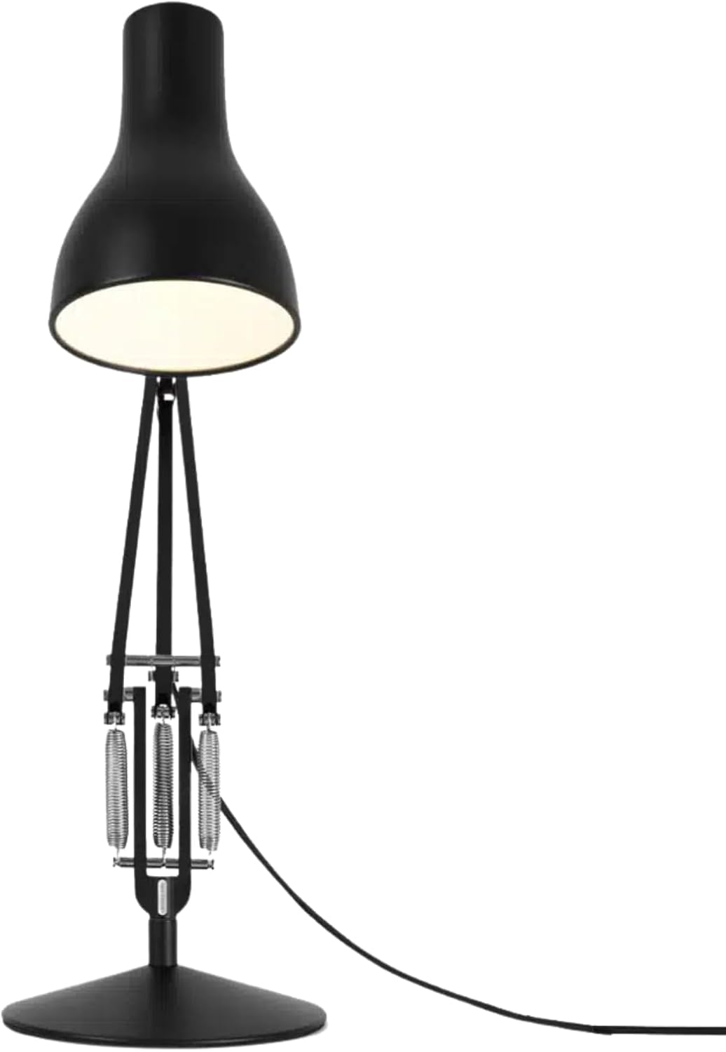 Anglepoise Type 75 Desk Lamp | Large Adjustable Matt Paint Finish Cast Iron Base Aluminum Cover Integrated Shade Switch for Home Decor Essentials Study Bedroom Office Light (Jet Black)