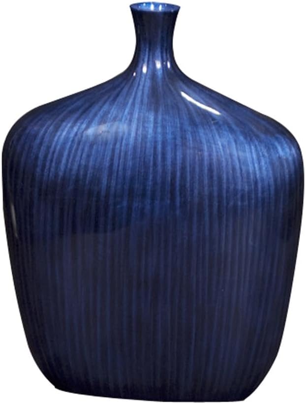Howard Elliott Collection Sleek Cobalt Blue Wooden Vase with Brushed Black Accents, Large Decorative Accent Vase for Table Centerpiece, Flowers, Console Table and Living Room Decor