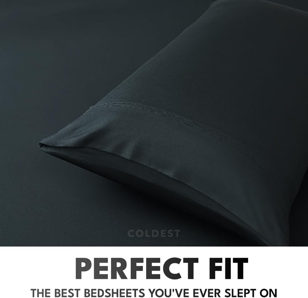 Coldest 100% Organic Viscose Derived from Bamboo Sheets, Luxury Ultra Soft & Cooling, Deep Pocket, Double Stitching - Ideal for Hot Sleepers - Queen Size 5 Pieces Set