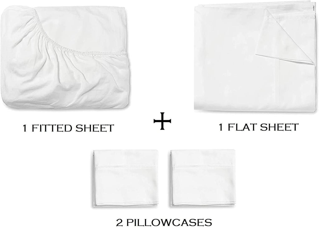 Shabby Chic Ruffle Sheets Set King Size, 4-Piece French Country Bedding 100% Egyptian Cotton Vintage Bed Sheet Set 15 Inch Deep Pockets Ruffled Bed Sheets White Solid