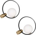 Glass Globe Table Lamps Set of 2-Black and Gold Nightstand Lamps Milk Glass Desk Lamp Midcentury Modern Bedside Table lamp Small Lamps for Bedroom Nightstand Living Room End Tables