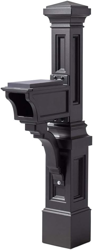 Step2 Atherton Mail Post, Mailbox Not Included, Weather Resistant, Large Outdoor Mailbox Post, Made of Durable Plastic, Easy to Install, Onyx Black
