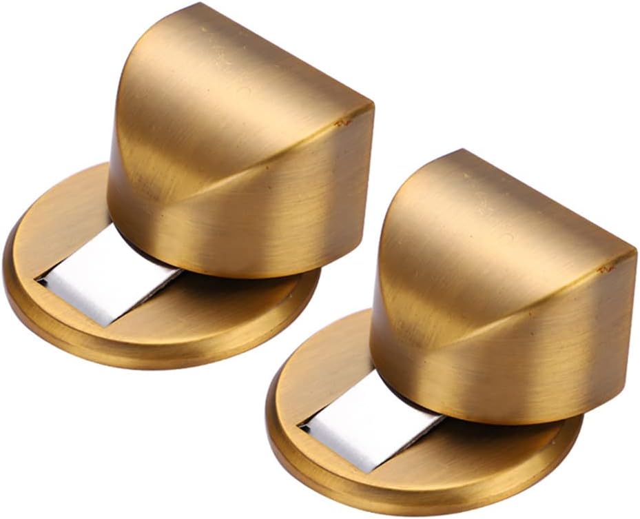 Door Wedge Stoppe,Door Stops,Door Stoppers,Magnetic Door Stop Catch Compact Zinc Alloy Floor Door Stopper, Invisible Metal Door Stop for Household Use-Gold||2PCS (Color : Gold) (Yellow)