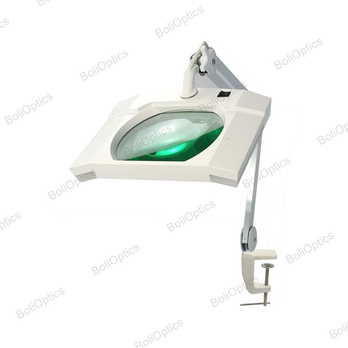 BoliOptics (Glass Lens) LED Magnifying Lamp, 5 Diopter 2.25X, 7x6 inch, Hands Free Adjustable Arm with Clamp for Professionals, Repair, Reading, Crafts, White