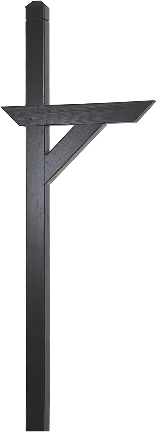 Peaceful Classics Wooden or Vinyl Mailbox Post – Weather-Resistant Outdoor Mailbox Stand with Shelf – Made in Lancaster, PA – Easy Assembly with Hardware Included (Wood, Black)
