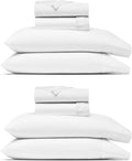 THREAD SPREAD 100% Egyptian Cotton California King Size Sheet Set Pack of 2-1000 Series Paradise Collection Cal King Size Sheets Set, (White), 16' Deep Pocket, Cooling Sateen Luxury Bedsheets
