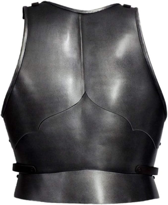 Blackened Steel Breastplate Gothic Laminated Cuirass with Fluted Ridges & Brass Rivets, Dark Knight Torso Armor, Adjustable Leather Straps LARP Cosplay