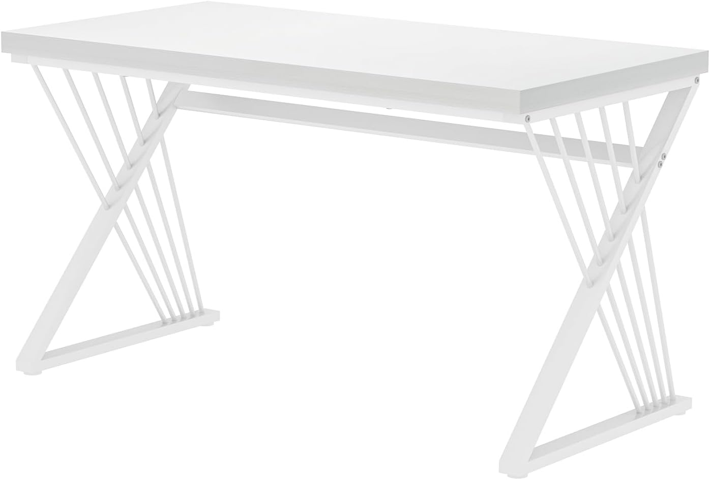 FOLUBAN White Desk, Modern Wood and Metal Computer Desk for Home Office, Simple Writing Work PC Desks for Bedroom, Industrial Study Gaming Table for Living Room, White, 47 Inch