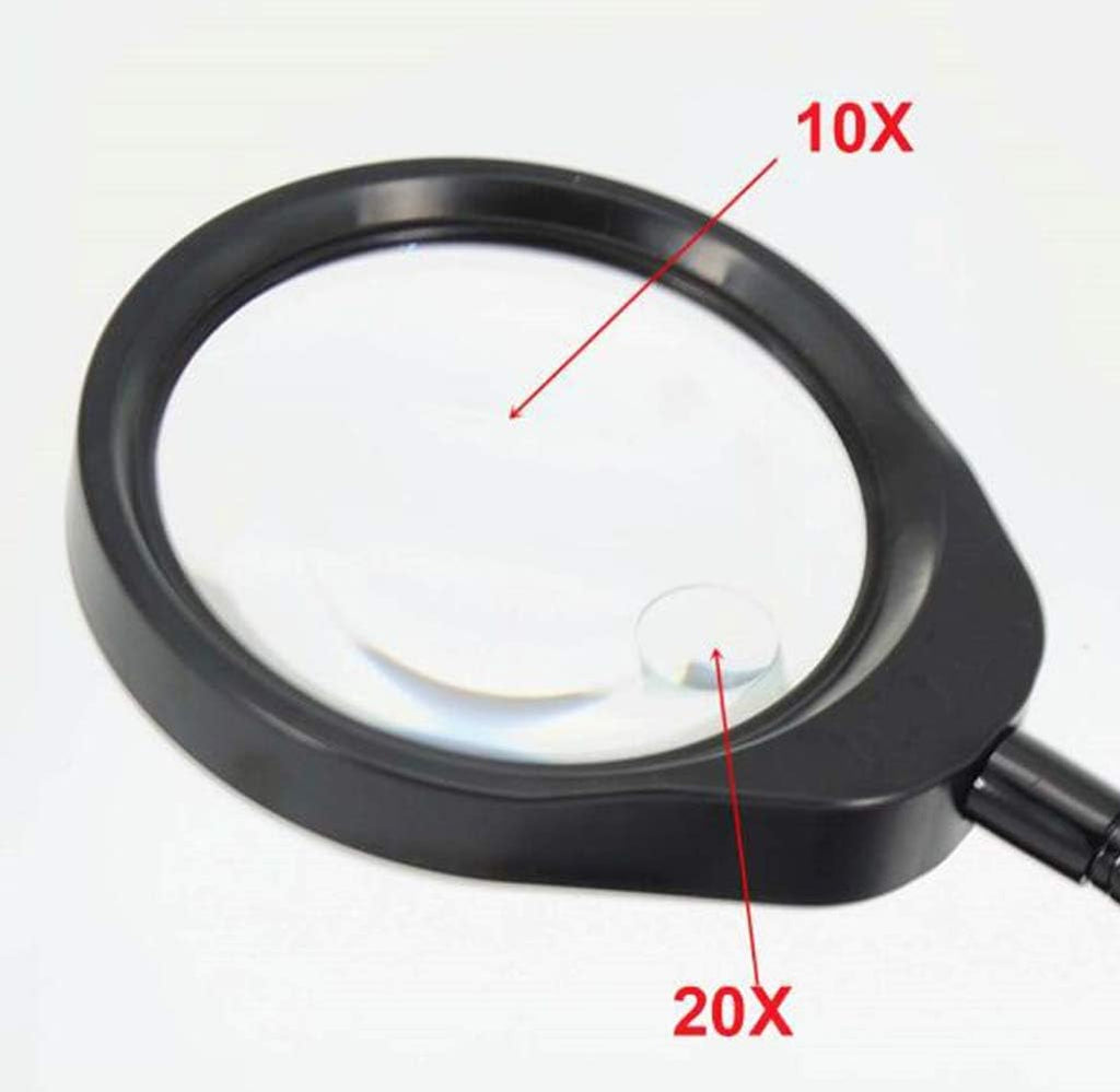 Led Magnifying Lamp with Clamp, with Adjustable Swivel Arm Light,10X 20X Magnifier Vertical Desk Magnifying Lamp Light Beauty Adjustable Beauty Stand Salon Tattoo Nail Skin,