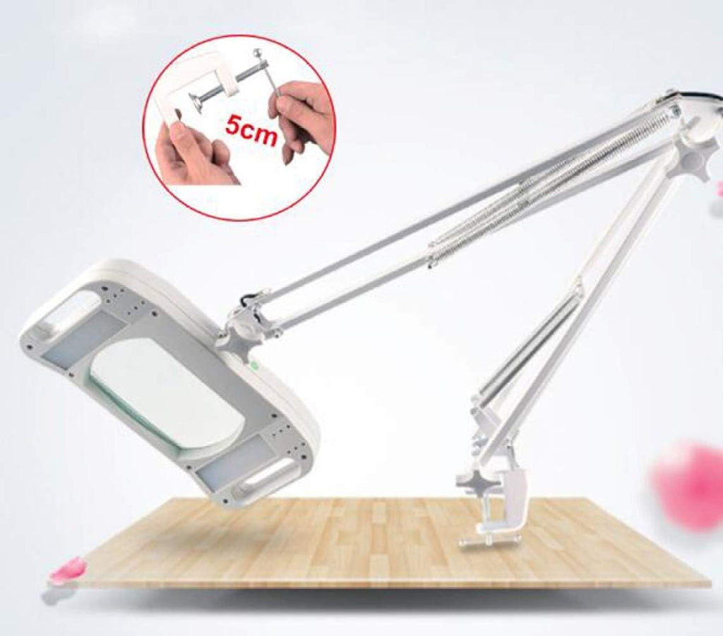 Magnifier, Led Magnifying Lamp with Clamp, with Adjustable Swivel Arm Light, 10X Magnifier Vertical Desk Magnifying Lamp Light Beauty Adjustable Beauty Stand Salon Tattoo Nail Skin