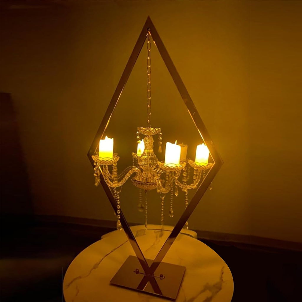 2pcs 43' Diamond Centerpieces for Tables, Metal Candle Holders Acrylic Centerpiece Stand, Gold Candelabra Stand for Wedding Dining Tables Party Home Decoration