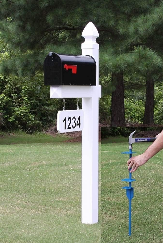 4Ever Products The Loudon Vinyl/PVC Mailbox Post No Dig System (Includes Mailbox)