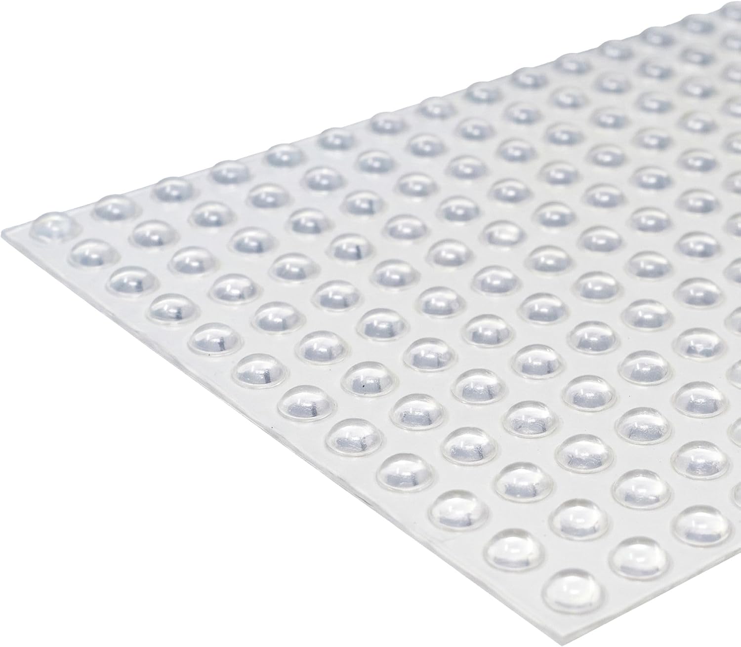 Bumper Specialties Self Adhesive Bumper Feet 0.375' x 0.150' (9.5mm x 3.8mm) Clear Hemispherical Soft Polyurethane Pads for Cabinet Door Sound Dampening, 7,200 Pieces per Box, BS12SD
