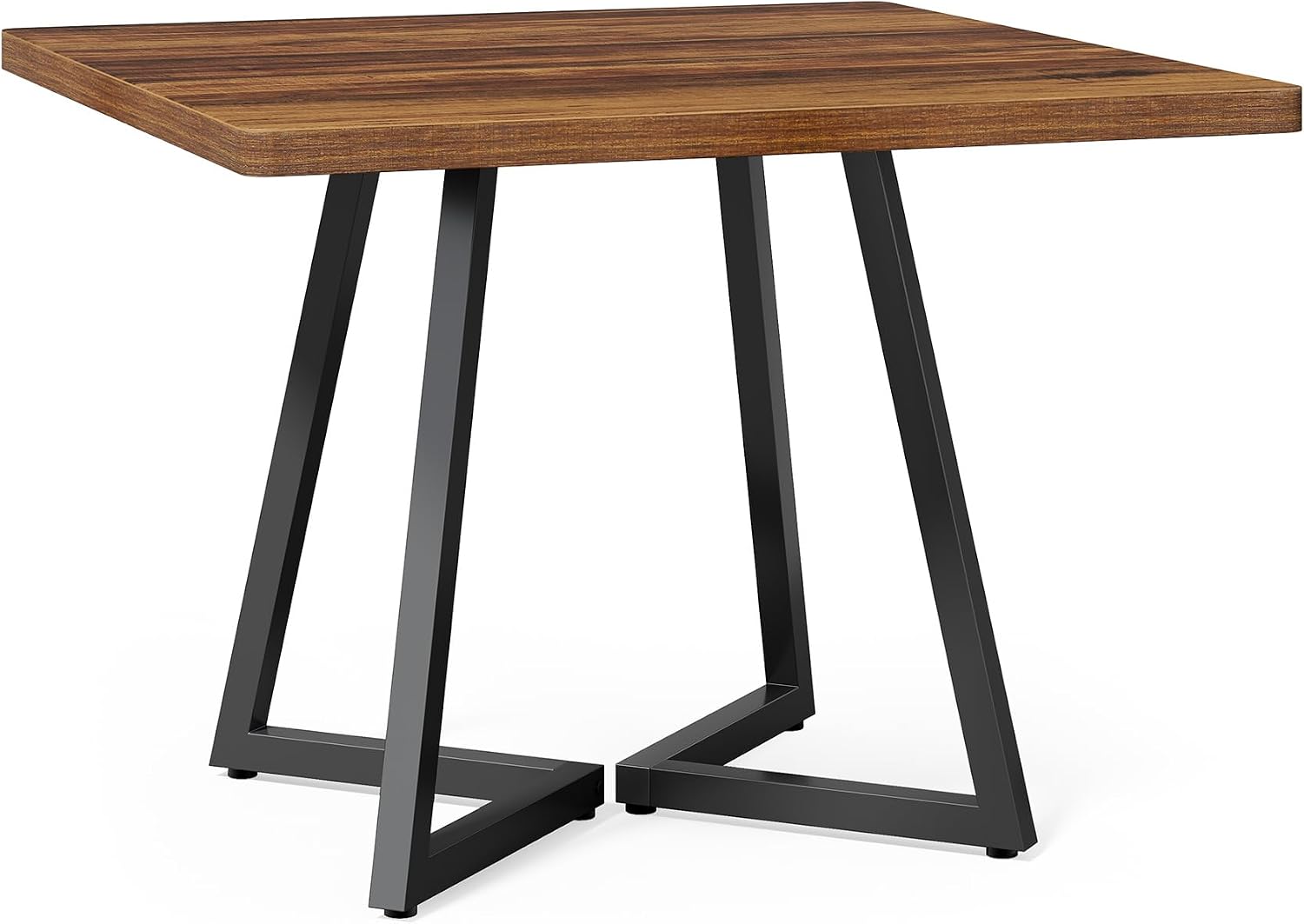 LITTLE TREE 31.5 Inches Small Dining Table for 4, Square Dinner Table for Small Space, Dining Room Tables, Rustic Brown Wooden Kitchen Table with Metal Legs, Modern Leisure Cafe Table for Apartment