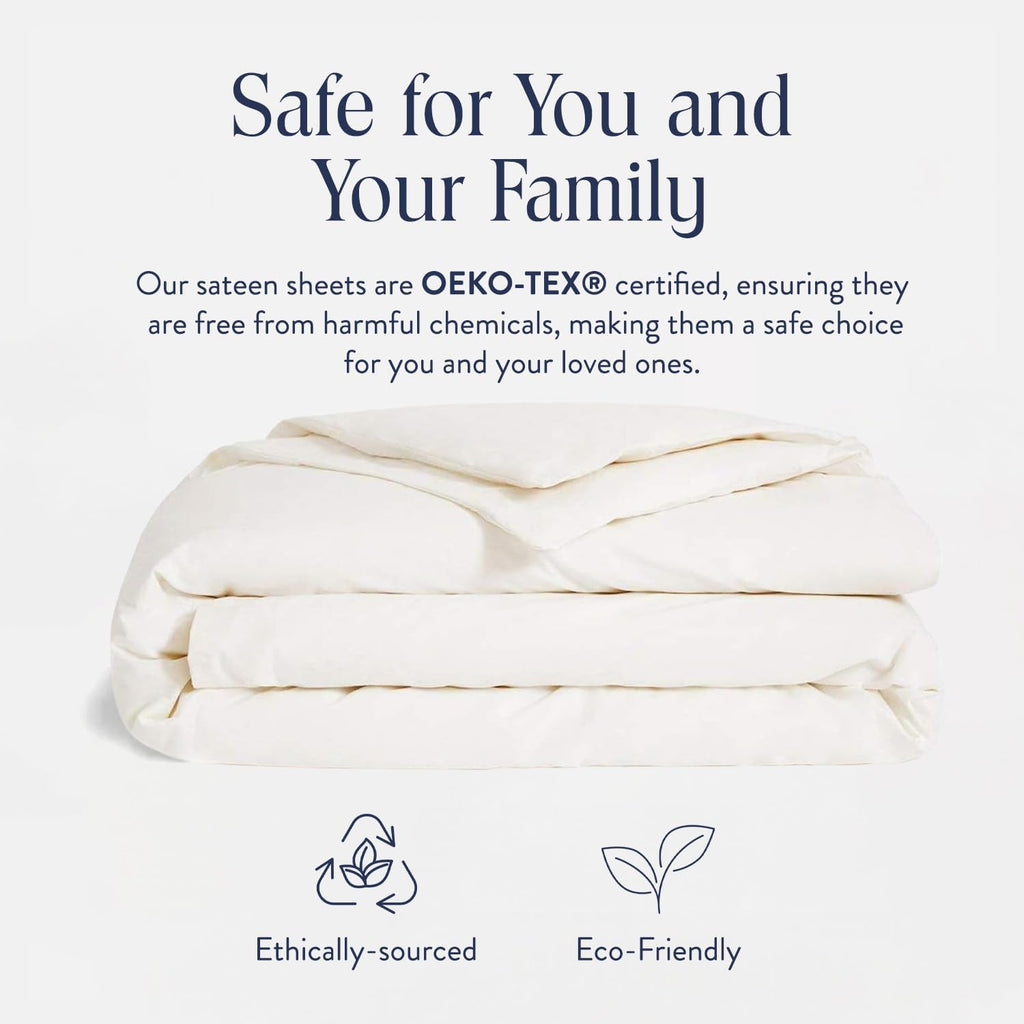Brooklinen Luxury Sateen Duvet Cover - 100% Cotton, King/California King Size in Cream with Extra-Long Corner Ties and Button Closure - Best King/Cali King Duvet Covers