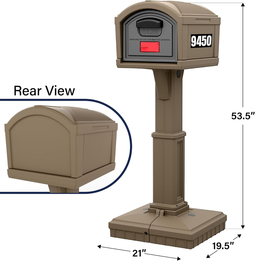 Simplay3 USPS T4 Extra Large Capacity XL Dig-Free Mailbox with Durable Double-Wall Construction, Weather-Resistant Design, and Easy No-Dig Installation, Driftwood, Made in the USA