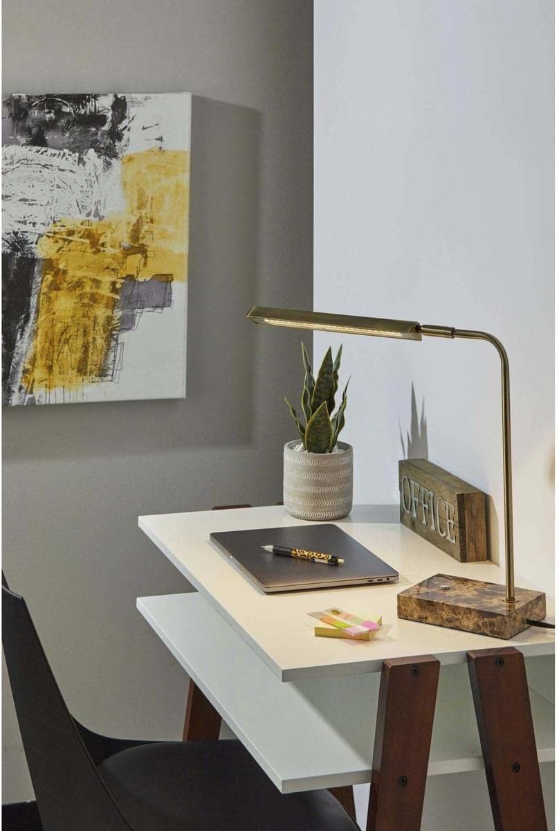 Adesso Home 3557-21 Transitional LED Desk Lamp from Reader Collection in Brass-Antique Finish, 17.50 inches, Bronze