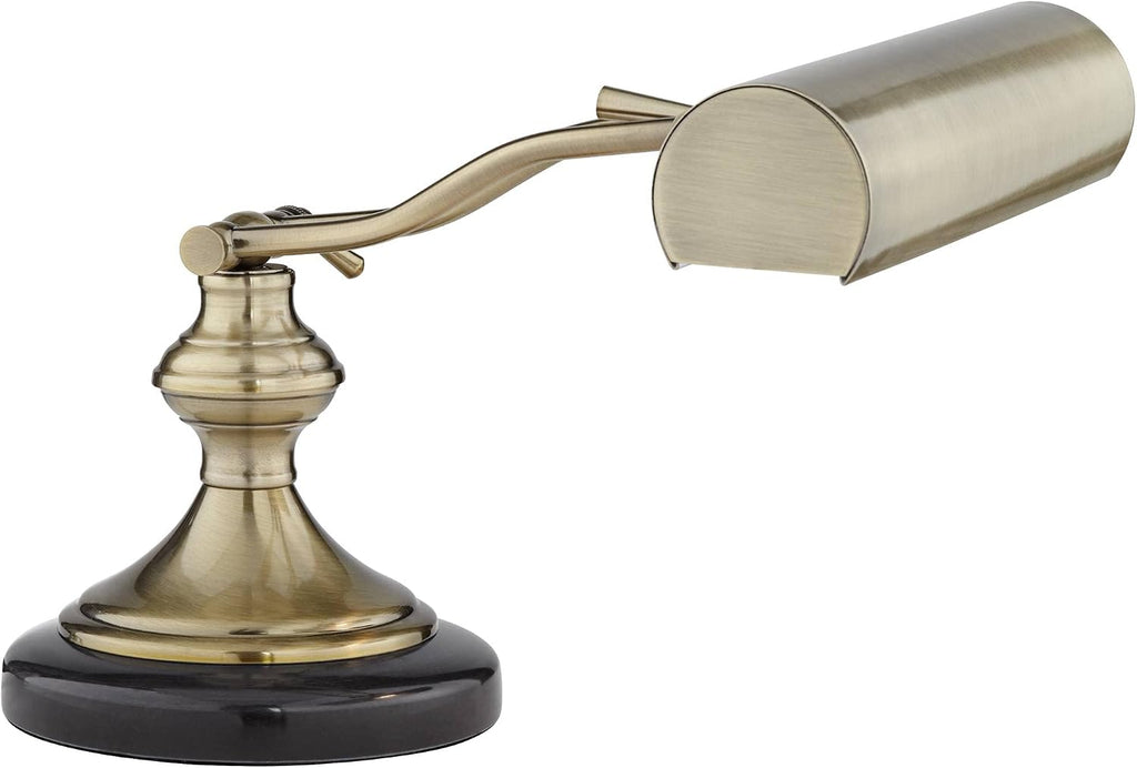 Regency Hill Traditional Piano Banker Desk Lamp 12' High Antique Brass Gold Metal Shade Adjustable Arm Decor for Living Room Bedroom House Bedside Nightstand Home Office Reading Family