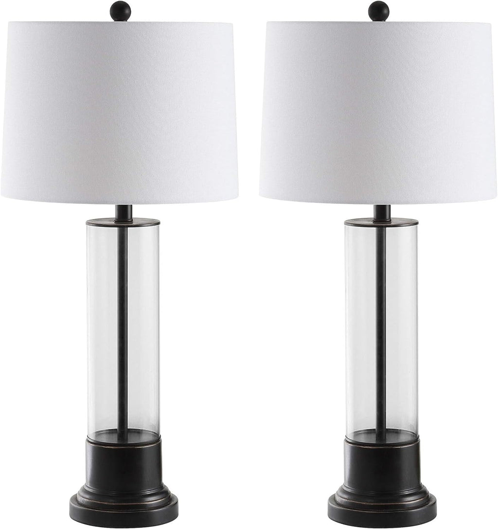 SAFAVIEH Lighting Collection Jayse Modern Black/ Clear 31-inch Bedroom Living Room Home Office Desk Nightstand Table Lamp Set of 2 (LED Bulbs Included)