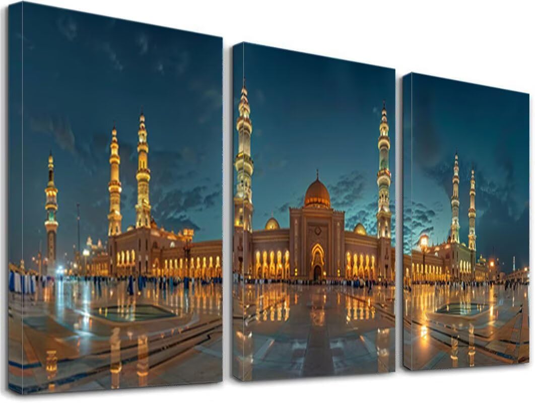 3 Pack Mecca Diamond Art Kits for Adults, 5D Temple Diamond Painting Kits for Adults Beginners, DIY Full Round Drill Dimond Art Paintings, Gem Arts Crafts Kit for Home Wall Decor, 24x32 Inch, F-37