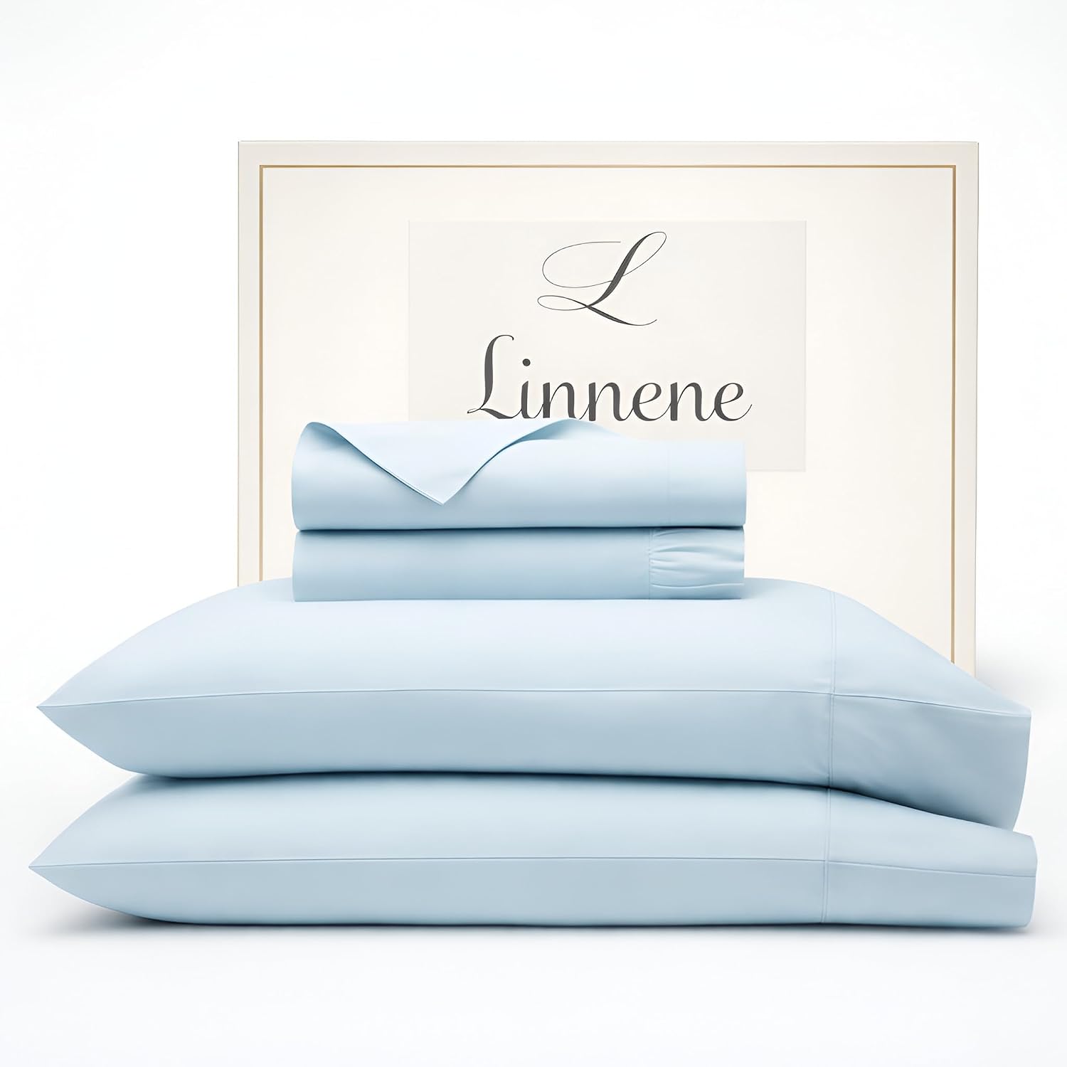 100% Egyptian Cotton Sheets King Size - Buttery Soft Sateen Weave - Heavyweight Luxury Hotel Bedding - 16' Deep Pocket, Lustrous 4 Pc Set - Premium Gift Box (Sky Blue - King)