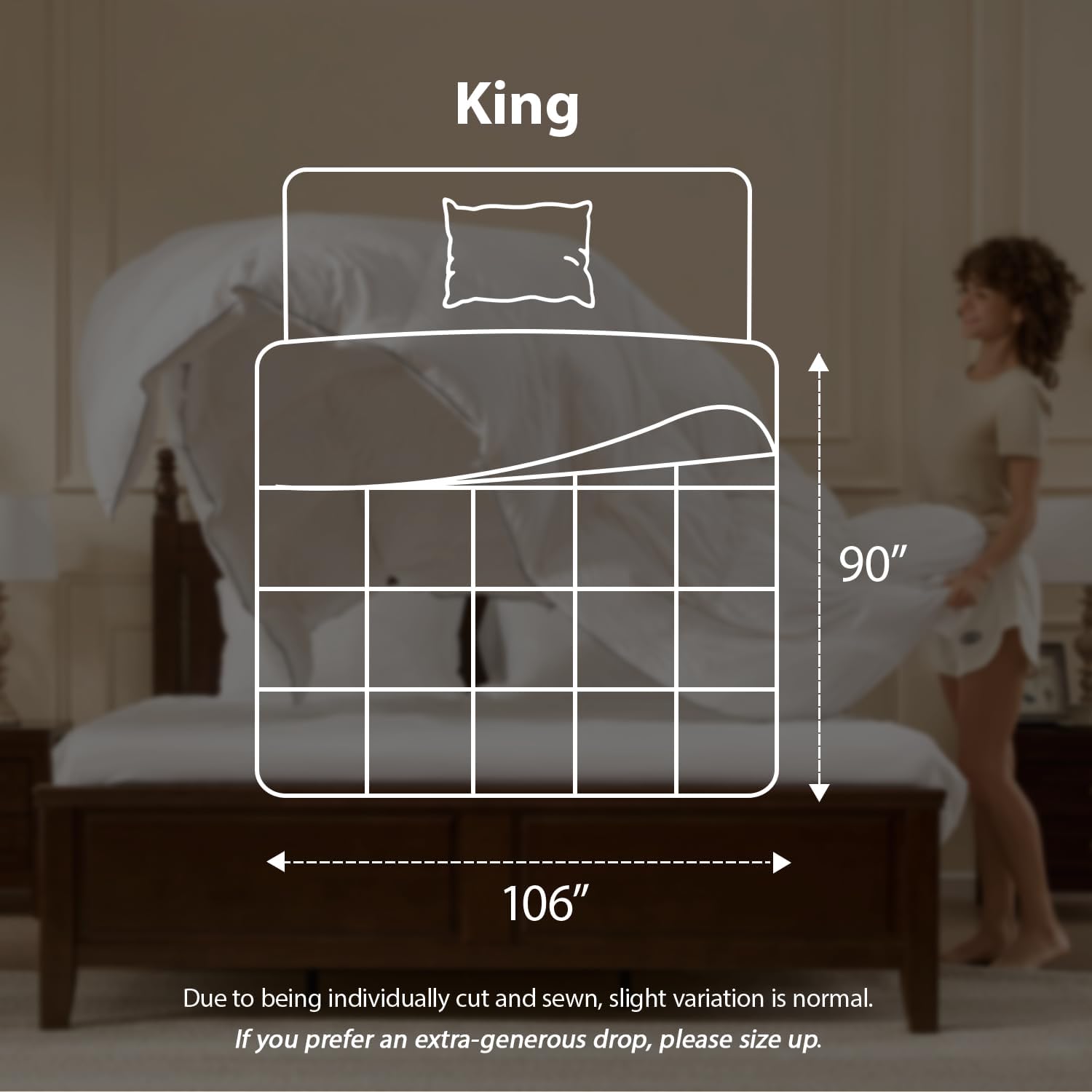 Pacific Coast Goose Feather Down Fiber Comforters King Size, Extra Fluffy White Duvet Insert, Ultra-Soft, Breathable, All Season Hotel Luxury Bedding Comforters, 8 Corner & Center Loops (106'x90')