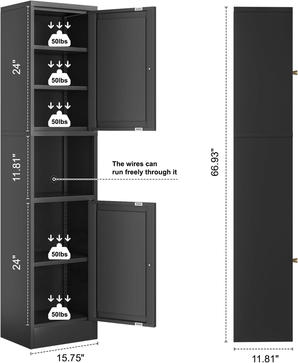 Bevivog Metal Bathroom Storage Cabinet Freestanding, 67' Tall Narrow Pantry Cabinet with Shelves for Kitchen, Skinny Metal Pantry with Hutch, 16' Wide Slim Cabinet for Small Spaces