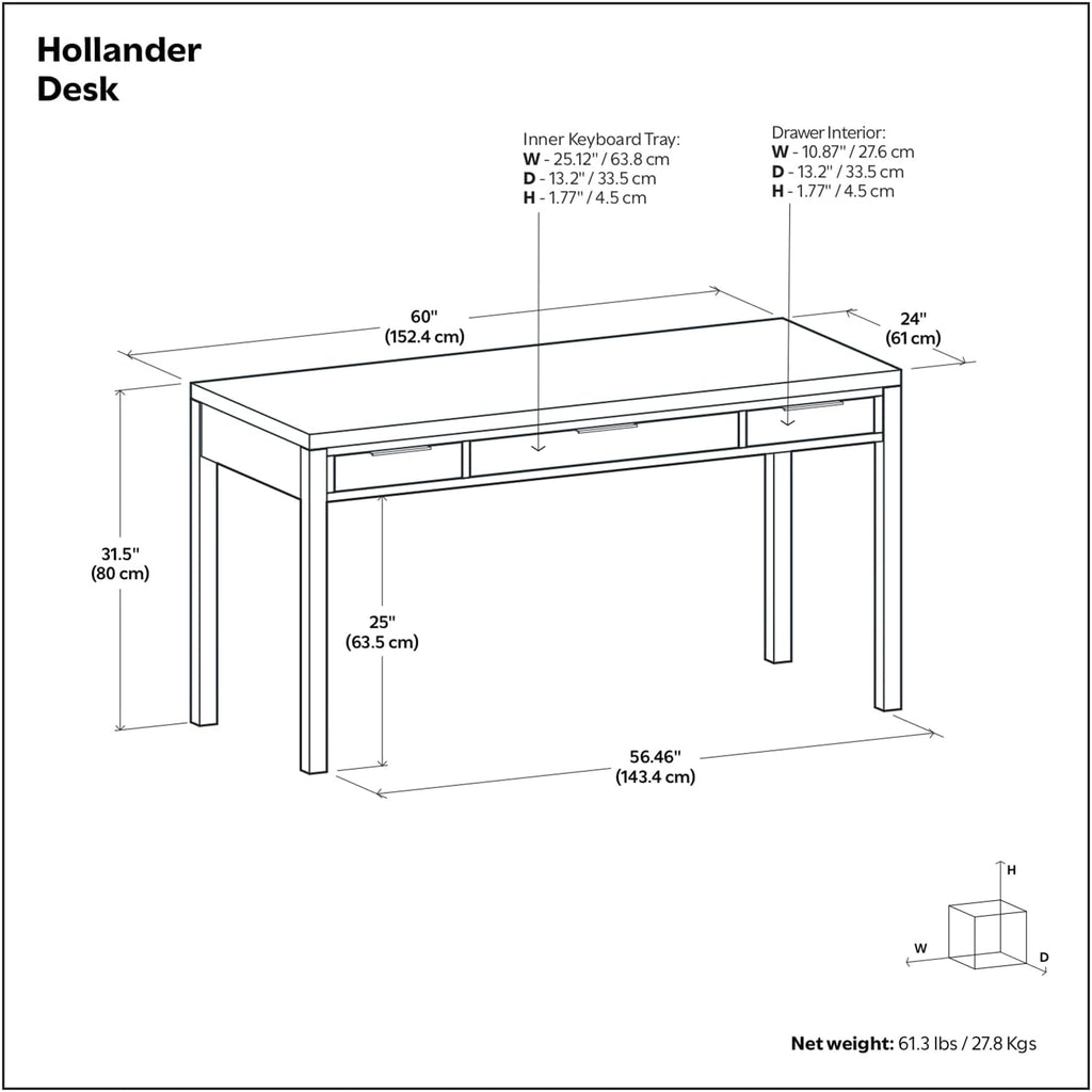SIMPLIHOME Hollander Desk - 60 Inch Wide Solid Wood Writing Desk in Dark Brown Walnut, Contemporary Home Office Computer Table for Workspace or Study with 2 Drawers and Flip-Down Keyboard Tray