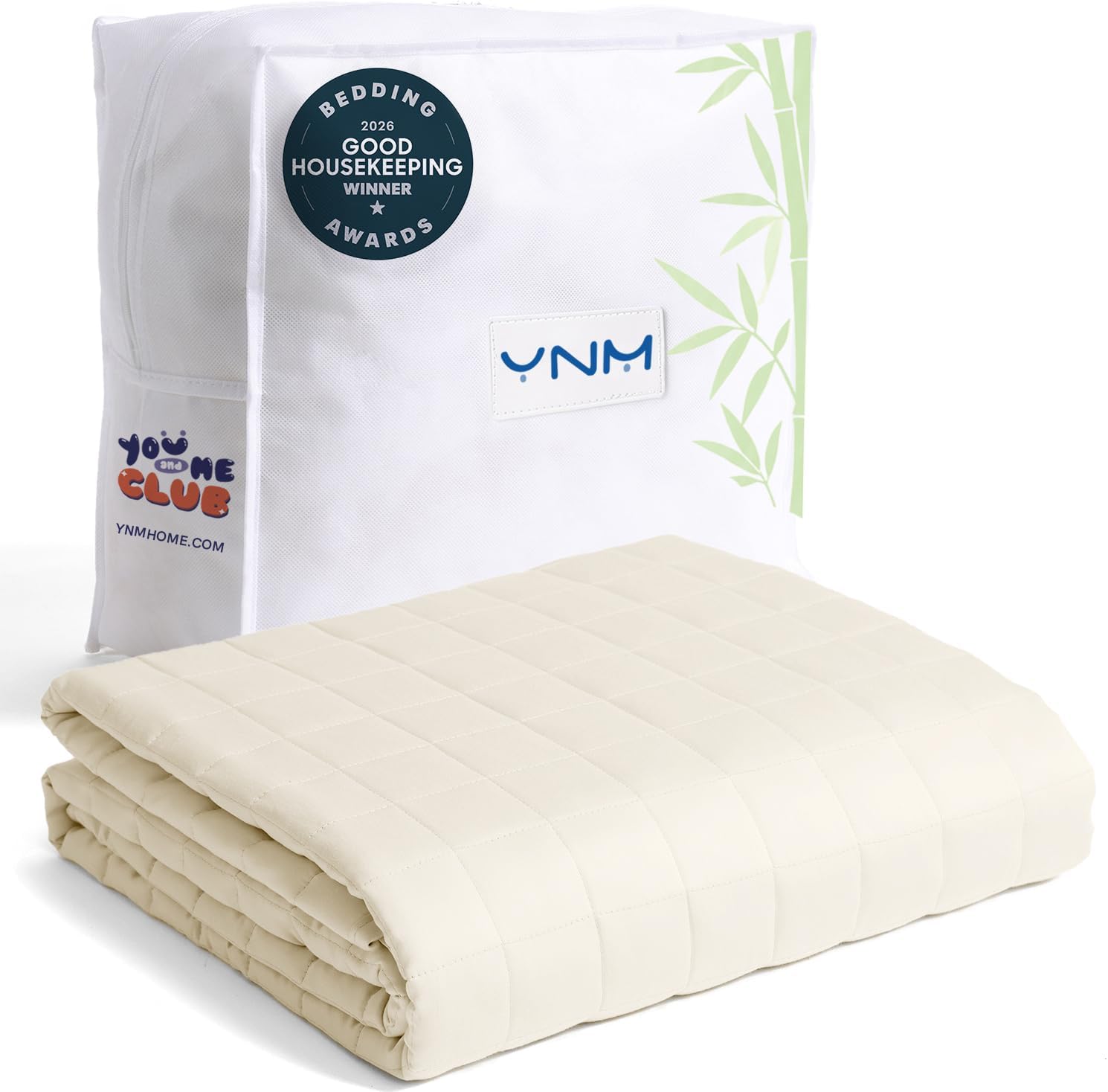 YnM King Size Cooling Weighted Blanket for Adults (88x104 Inches, 15 Pounds, Champagne Beige), Perfect for Hot Sleepers with Cooling Rayon, Heavy Bed Blanket for Couple on Queen or King Bed