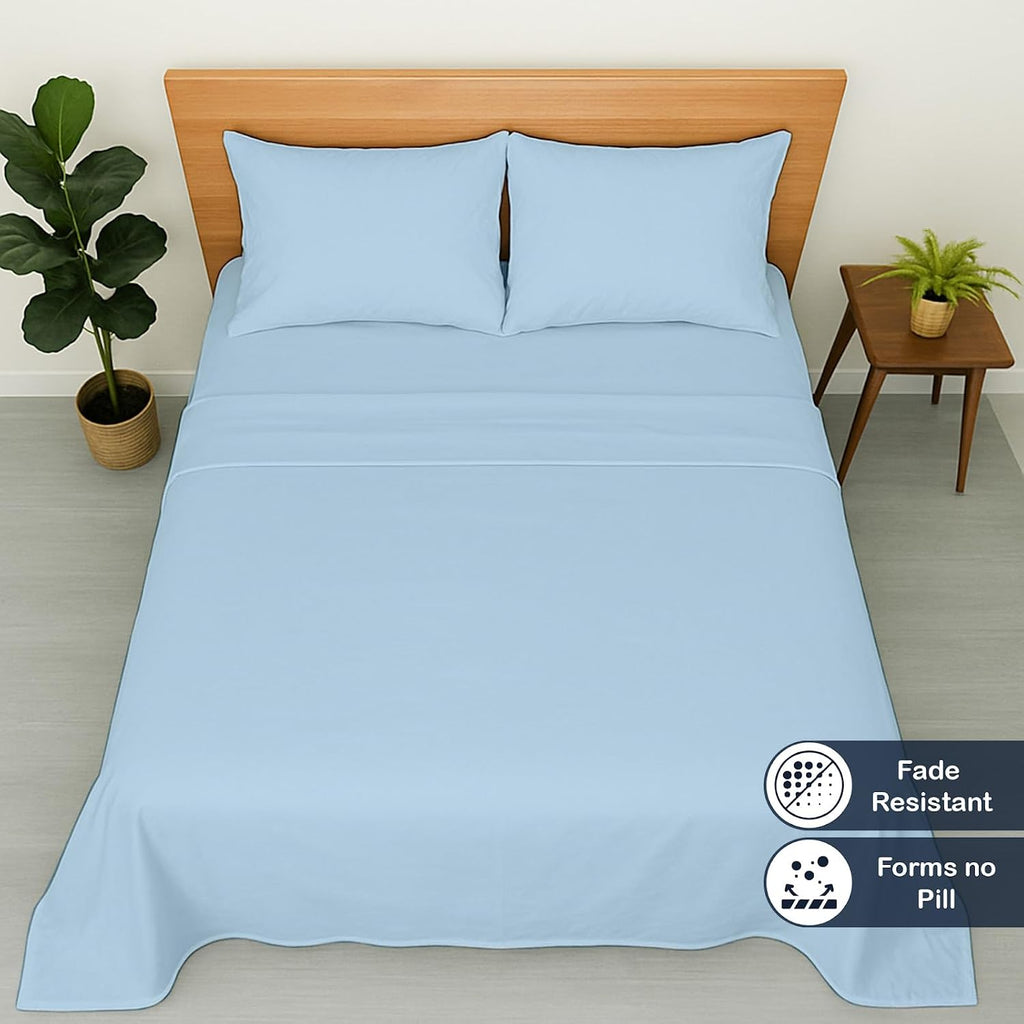 Cottington Lane Premium Quality 100% Egyptian Cotton 8 Piece Full Size Bed Sheet Set Fits 12 inch Deep Pocket Mattress, Naturally Cool, Soft & Durable Luxury Bedding, Sky Blue Solid