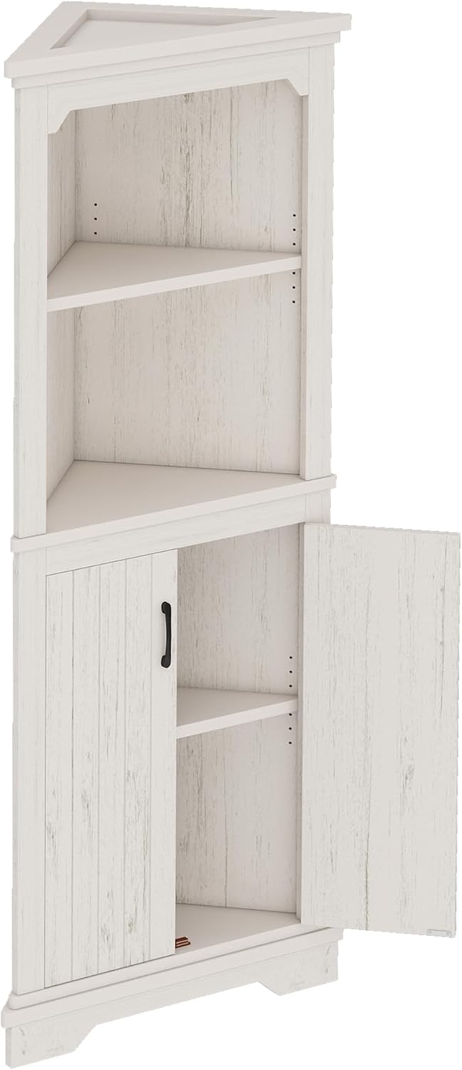 Bellemave Triangle Corner Storage Cabinet, 69.4'' H Tall Bathroom/Kitchen Cabinet with Doors & Shelves, Space-Saving Furniture for Small Spaces (Beige)