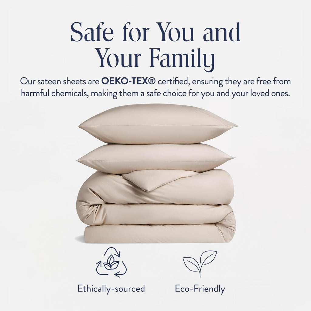 Brooklinen Luxury Sateen Duvet Cover Set - 100% Cotton, Full/Queen Size in Pebble - Includes 1 Duvet Cover and 2 Standard Pillowcases - Best Full/Queen Duvet Covers