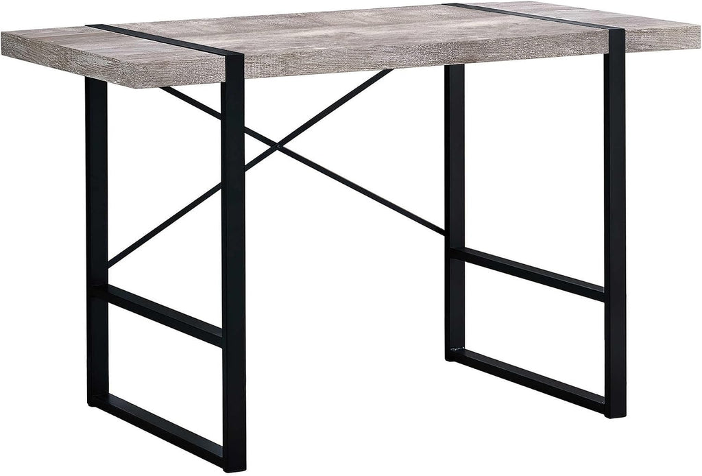 Monarch Specialties Laptop Table for Home & Office-Study Computer Desk-Industrial Style-Metal Legs, 48' L, Taupe Reclaimed