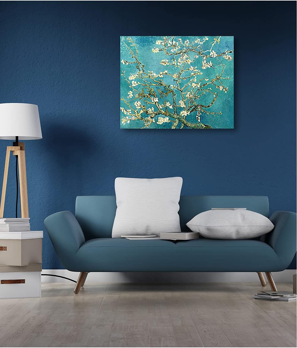 DECORARTS - Blossoming Almond Tree, Vincent Van Gogh Classic Art. Giclee Prints Framed Art for Wall Decor. Framed size: 30x26