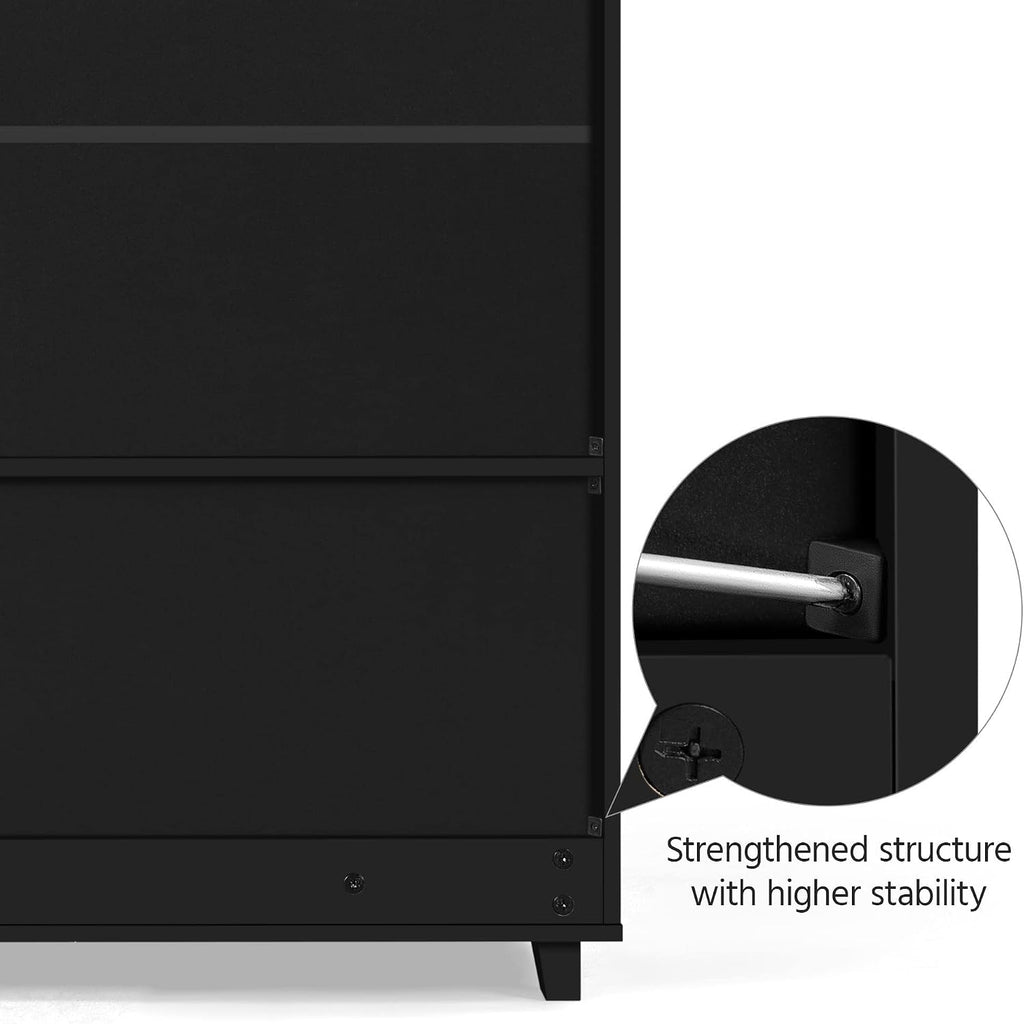 Topeakmart Shoe Cabinet with Doors, 4-Tier Entryway Shoe Storage Cabinet with Adjustable Shelves, Wooden Shoe Rack Organizer for Hallway, Closet, Black