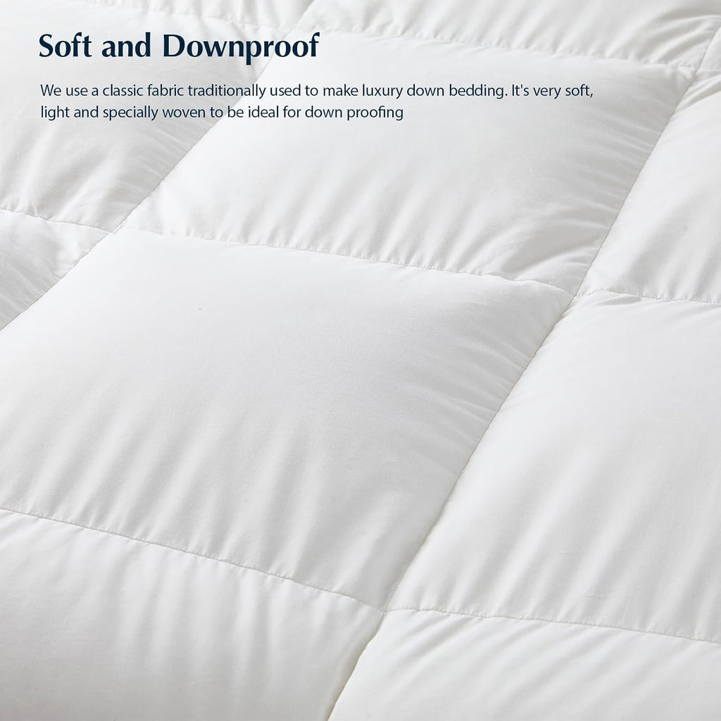 PACIFIC COAST Goose Down Fiber Comforters Oversized King Duvet Insert, All Season White Comforter, 3D Hidden-Stitch Baffle Box Design, 8 Tabs, Gifts for Women/Men, Extra Fluffy Luxury Duvet (116'x98')