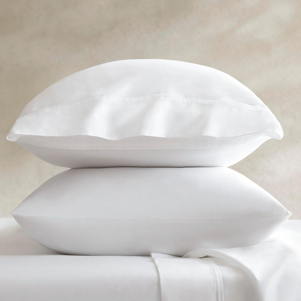 Harbor House Luxury 100% Egyptian Cotton Sheet Set, 400 Thread Count Sateen Weave, Soft & Breathable Bed Sheets with Deep Pocket, 4-Piece Queen Bedding Set, Bright White