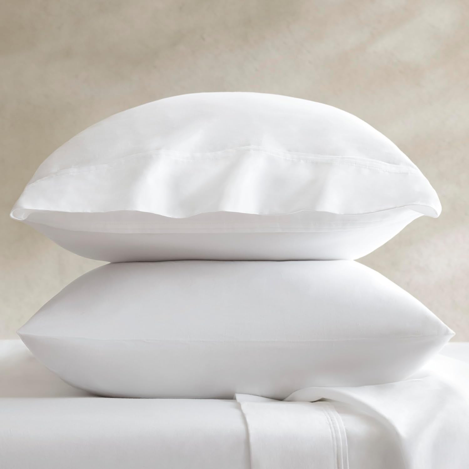 Harbor House Luxury 100% Egyptian Cotton Sheet Set, 400 Thread Count Sateen Weave, Soft & Breathable Bed Sheets with Deep Pocket, 4-Piece Queen Bedding Set, Bright White